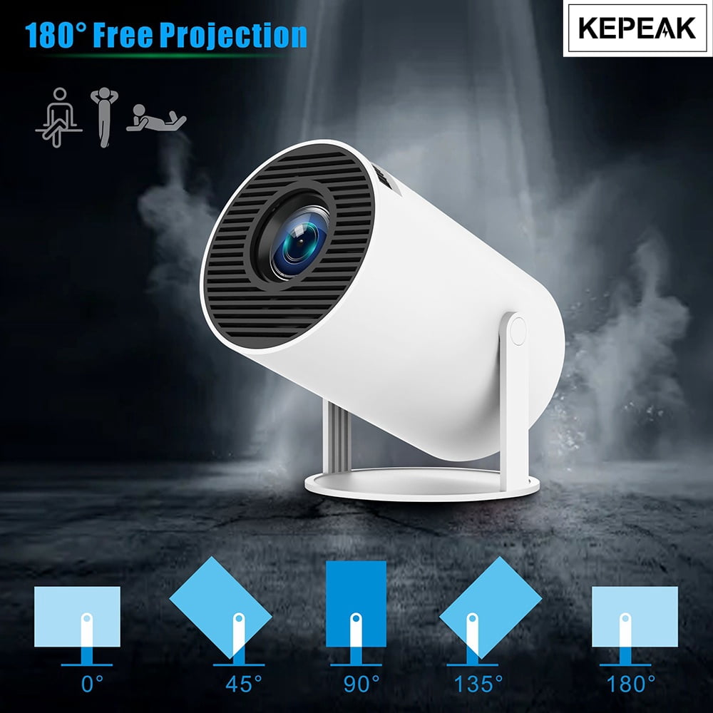 Auto Keystone Mini Portable Projector, 4K/260 ANSI Smart Projector with WiFi 6 BT 5.0, Screen Adjustment, 180 Degree Rotation, Home Video Projector Built-in Android 11.0 OS