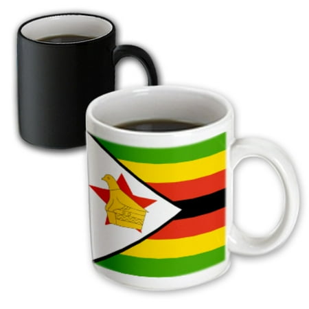- 3dRose Flag of Zimbabwe - Zimbabwean green yellow red black stripes - gold bird star - African Africa world, Magic Transforming Mug, 11oz