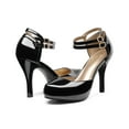 thumbnail image 2 of BURUDANI Women's Classy Mary Jane Double Ankle Strap Almond Toe High Heel Pumps Shoes, 2 of 6