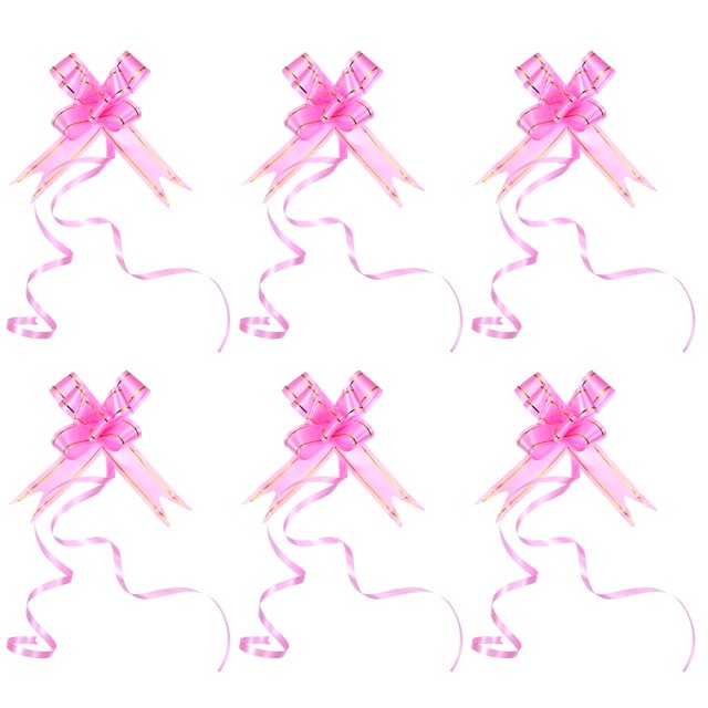 Unique Bargains 2.8inch Pull Bows Present Wrapping String Bows Ribbon Gold Thread Style Pink 40 Pack