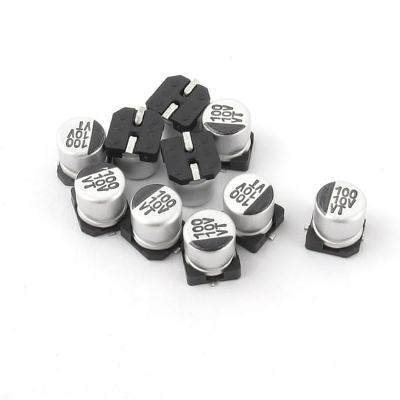 Unique Bargains 10pcs 100uF 10V SMD Aluminum Electrolytic Capacitors 5mm x 6mm
