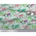 thumbnail image 3 of Soimoi Green Heavy Satin Fabric Stamp & World Map Print Fabric by the Yard 54 Inch Wide, 3 of 3