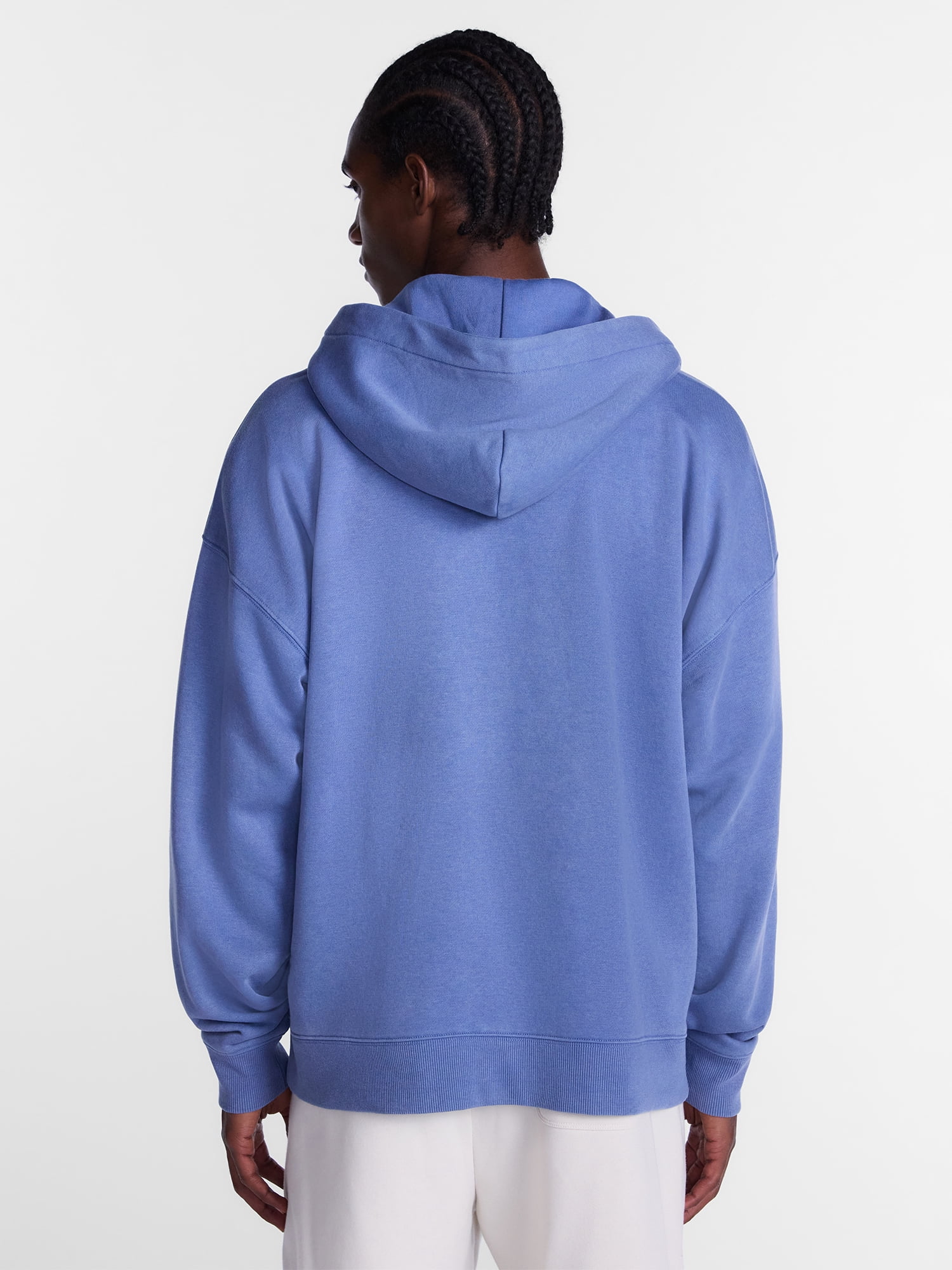 No Boundaries Boxy Oversized Fit Fleece Zip Hoodie Sweatshirt with Long Sleeves, Men's XS-4XLT