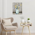thumbnail image 3 of Farmhouse Blue Floral Wall Art Flower and Butterfly in Vase on Rustic Wood Canvas Wall Art Country Wildflower Pictures for Living Room Bedroom Bathroom Office Wall Decor, 3 of 7