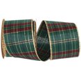 thumbnail image 3 of Hunter Green Christmas Plaid Wired Ribbon - 2 1/2" x 10 Yards, Metallic Gold Edges, Burgundy Red, Tartan, Wreath, Garland, Gift Wrap, Bows, Gift Basket, Decoration, 3 of 4