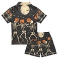 thumbnail image 2 of FORMRS Kids Short Sleeve Top and Pants Pajama Set Unisex Satin 2-Piece Sleepwear, Sizes 11-12Y, Black Halloween Dancing Skeleton, 2 of 8