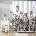 thumbnail image 2 of Nature-Inspired Elegant Floral Shower Curtain, Brown and Gray Botanical Print Fabric Bathroom Decor, Waterproof & Washable Shower Curtain Set with Hooks, 72x72 Inch, 2 of 8
