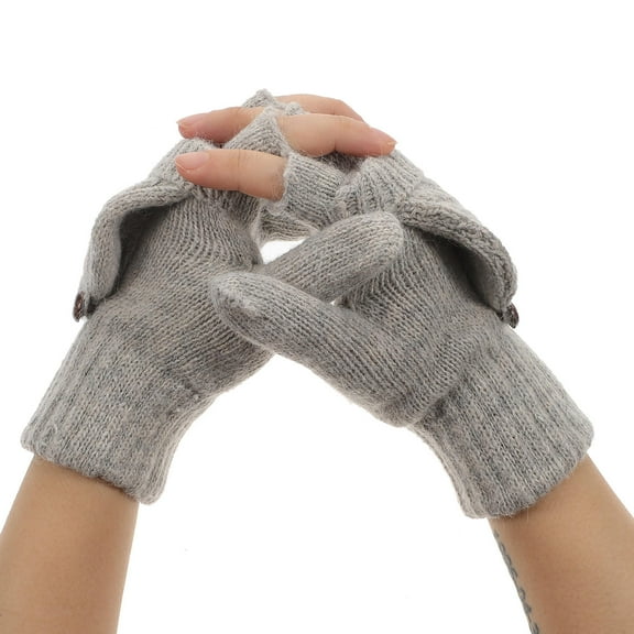 GOOHOCHY  Snow Mittens Thermal Half Finger Gloves Convertible Women's Fingerless and