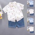 thumbnail image 5 of Odeerbi 6M-5Y Niños Trajes de Verano Algodón Manga Corta Camisa Jeans Pantalones Cortos Conjunto Coche Impreso Camisa Denim Pantalones Cortos Dos Piezas, 5 of 5