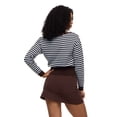 thumbnail image 4 of Forever 21 Women's Slouchy Off Shoulder Striped Sweater, Ribbed Waistband and Cuffs, Soft Knit Pullover Casual Everyday Style Top, Brown, XXS-XXL, 4 of 6