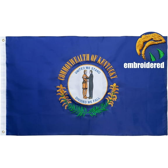 Kentucky State Flag 4x6 Outdoor KY Flags Embroidered Longest Lasting Heavy Duty Polyester Stronger Brass Grommets 4 Stitched Hemming Perfect for Outside