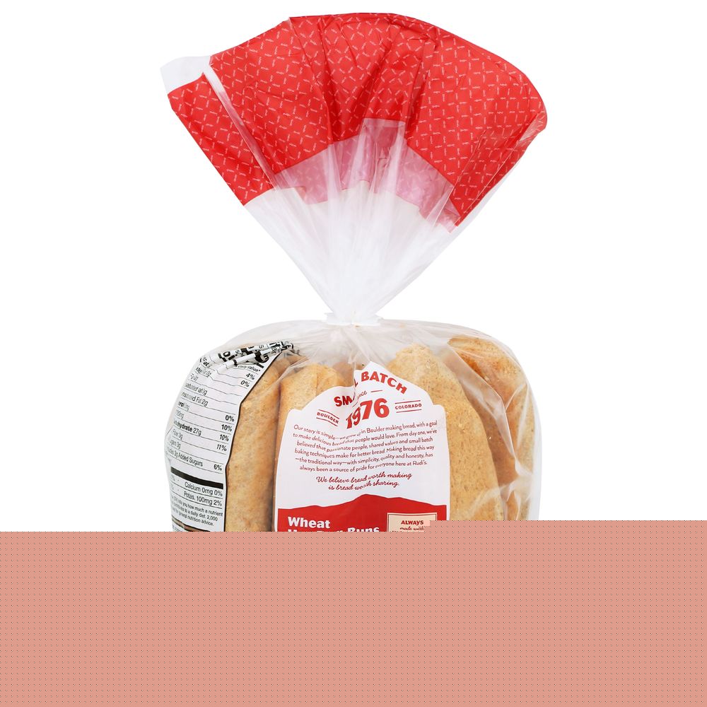 Rudi's Organic Bakery Wheat Hot Dog Rolls -- 8 pack per case.