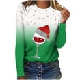 thumbnail image 2 of Hauts à Manches Longues pour Femmes T-Shirt de Noël Imprimé 3D Cerf Décontracté à Col Rond, 2 of 5