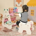 thumbnail image 2 of Costway 3-In-1 Kids Art Easel with Stool Magnetic Dry-Erase Board with Book Rack Pink, 2 of 10