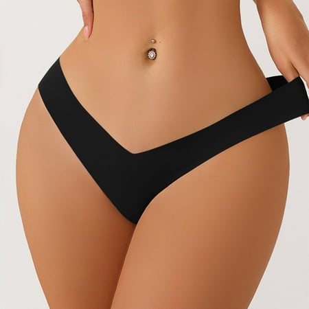 Pavied Cotton Underwear Plus Size Underwear Womens Seamless Bikini Panties Soft Stretch Invisibles Briefs No Show Hipster Underwear Cheeky Underwear Bikini Underwear Black M