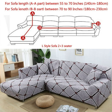 All Cover Sectional Sofa L Shape 2pcs Slipcover Elastic All Cover Sectional Sofa L Shape 2pcs Slipcover Elastic