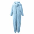 thumbnail image 6 of JGGSPWM Womens Fleece Onesie Pajamas Jumpsuit Warm Sherpa Romper Sleepwear Soft Comfy Zipper Hooded Playsuit Loungewear Blue XXL, 6 of 6