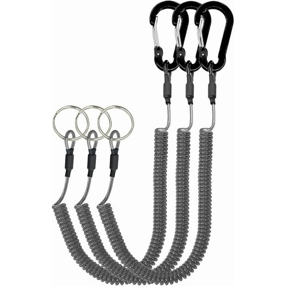 Lix&Rix Retractable Safety Coiled Lanyard with Aluminium Alloy Carabiner Clip, Black/Blue/Green/Red/Silver/Yellow