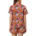 thumbnail image 3 of Women Hawaiian Sets 2 Pieces Floral Button Down Shirt and Shorts Tropical Vacation Beach Casual Outfits 2025 L Orange Pink, 3 of 5