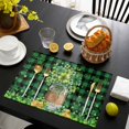 thumbnail image 3 of St. Patrick's Day Placemats Set of 4, Green Clovers Coin Buffalo Plaid Placemats for Dining Table, Place Mats for Kitchen Tabletop, Waterproof Wipeable Dining Table Mats Set, 3 of 9