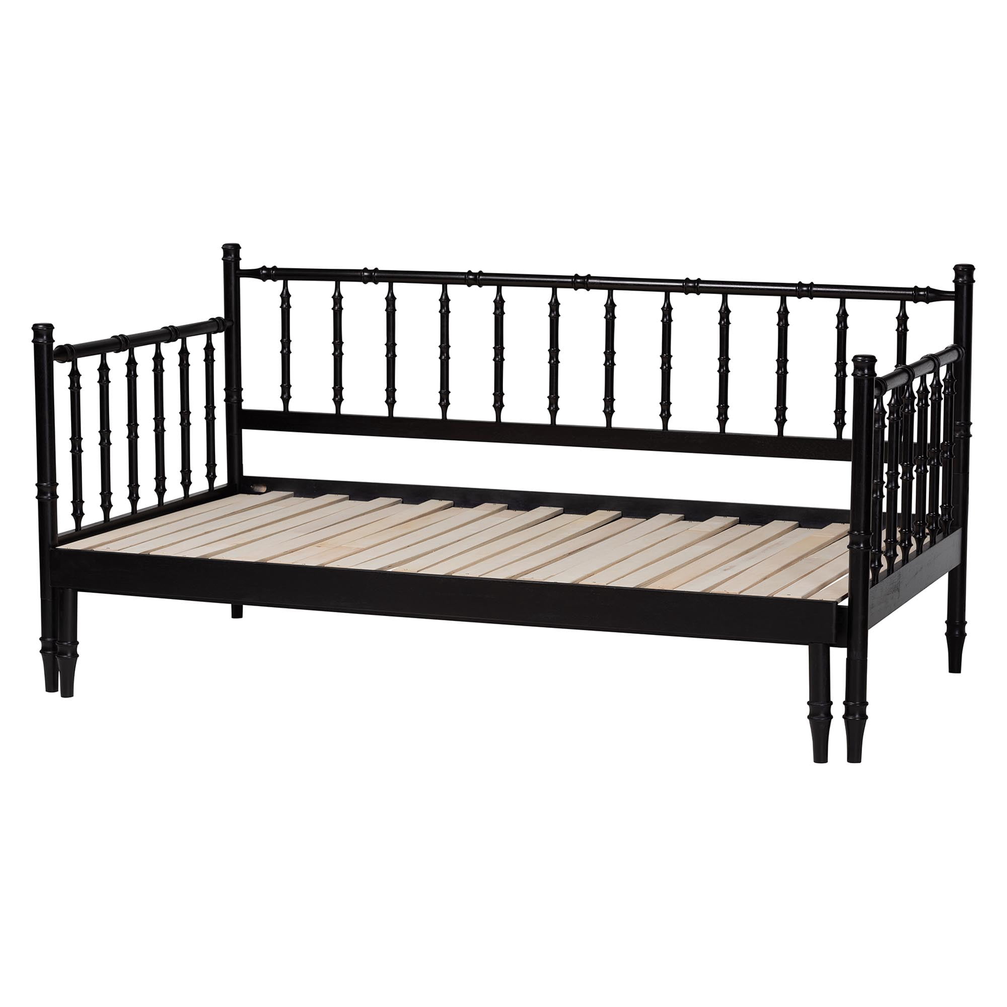 Baxton Studio Marisela Mid-Century Expandable Daybed, Twin to King, Black