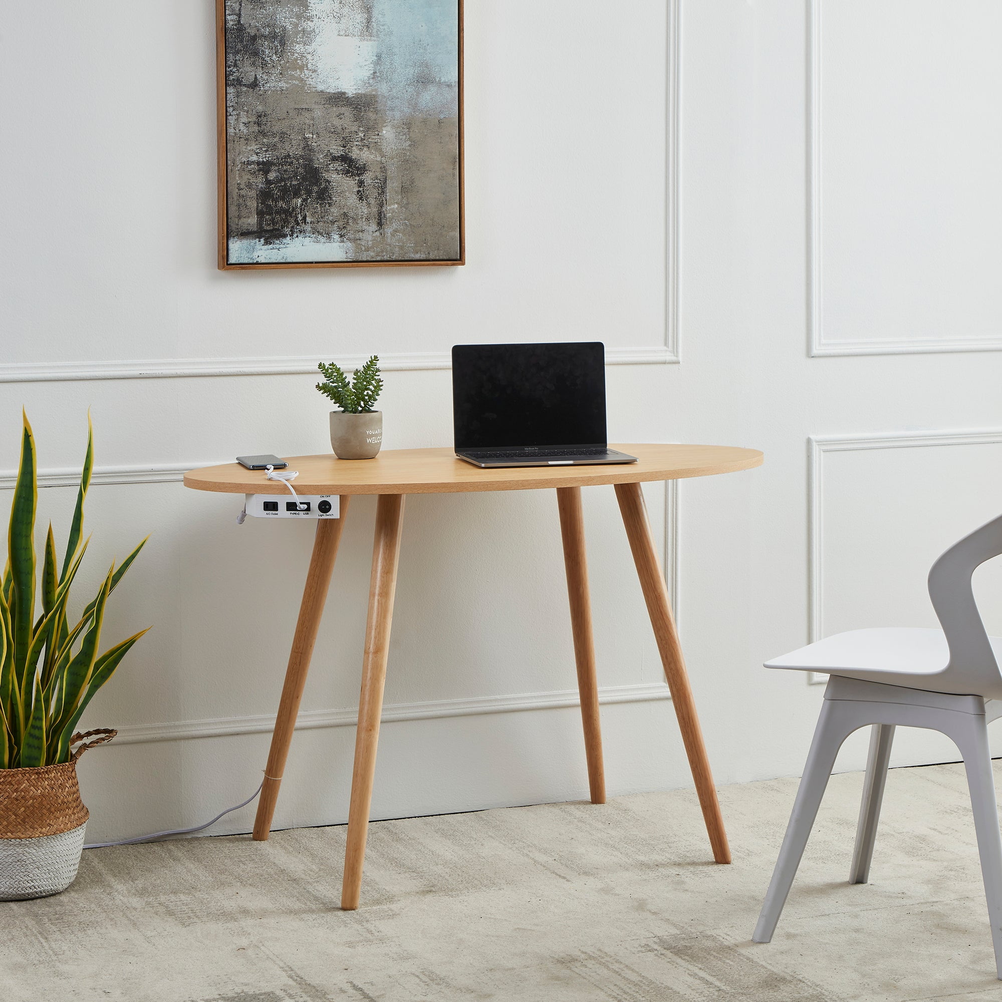 FENLO Future Oval MidCentury Modern Desk for Home Office, Computer