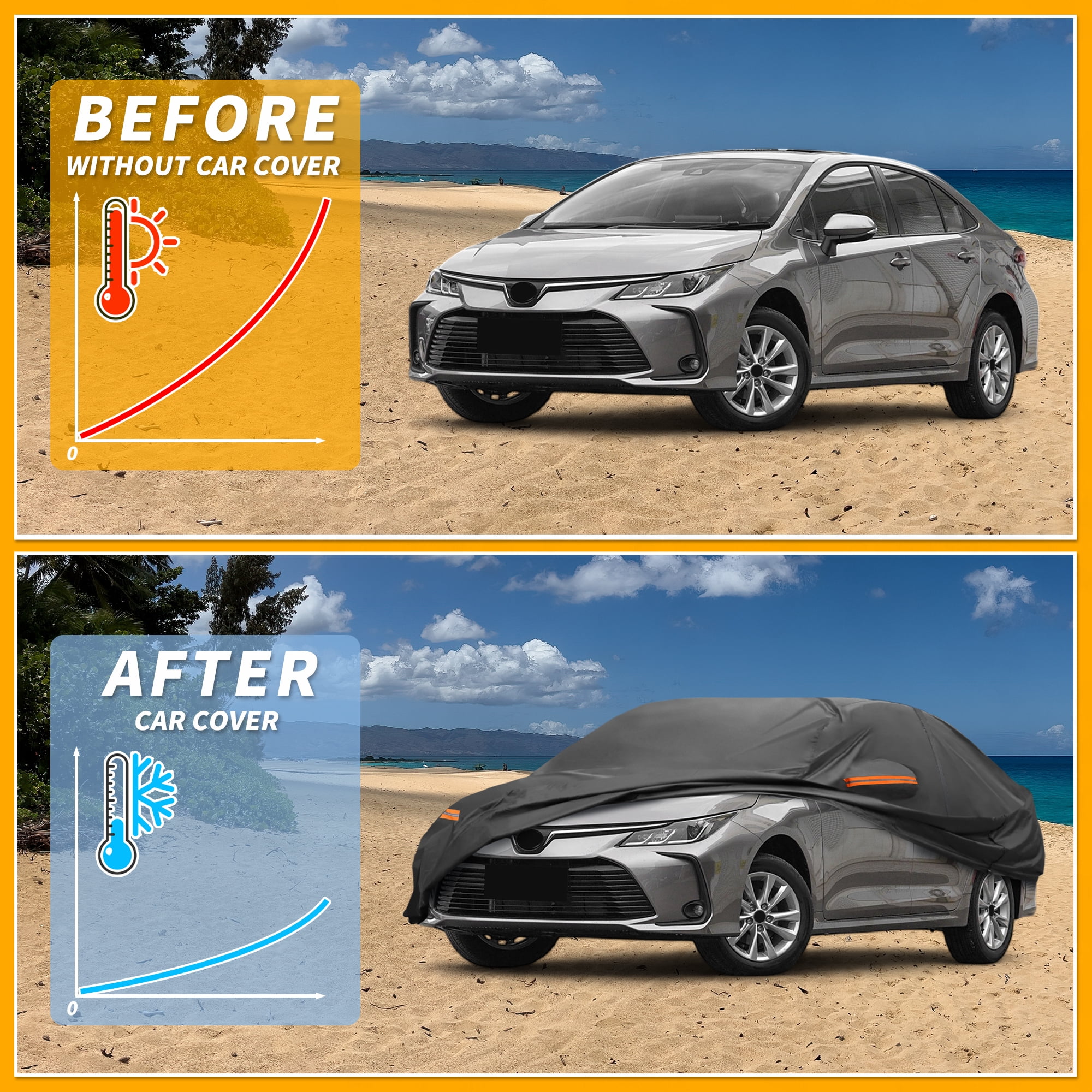 Unique Bargains Durable Waterproof Car Cover Black ["for Toyota Corolla Sedan"]
