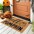 thumbnail image 2 of Fall Decorative Door Mat Orange Hello Pumpkin Doormat Funny Text Decor Indoor mat, Thanksgiving Holiday Creative Seasonal Burlap Welcome FloorSwitch Mat for Outdoor, 2 of 7