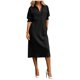 thumbnail image 2 of Neewe Womens Plain Lapel Collared 3/4 Sleeve with Pockets Casual Maxi Shirtdress Button Front Casual Dress, 2 of 5