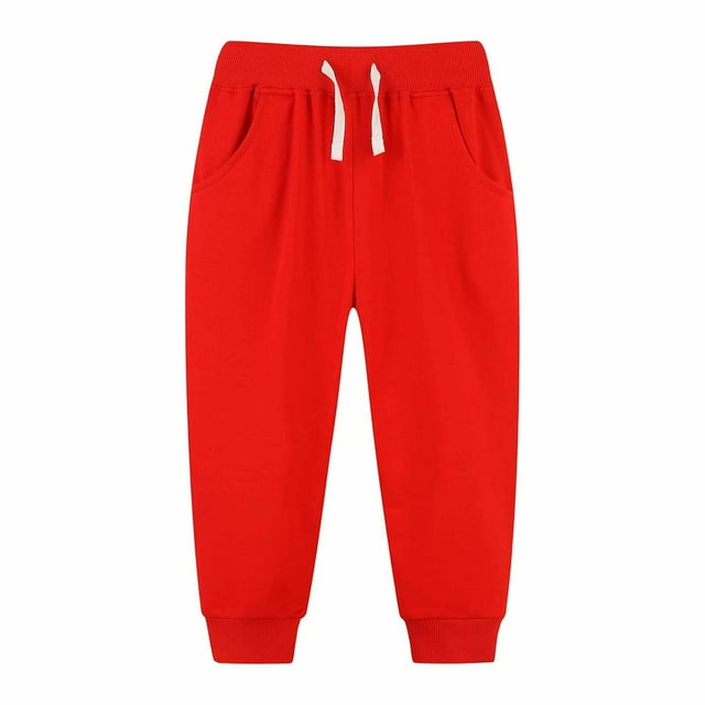 Kids' Solid Color Tracksuit Pants With Bunched Feet Mid Sized Hoodie Pants