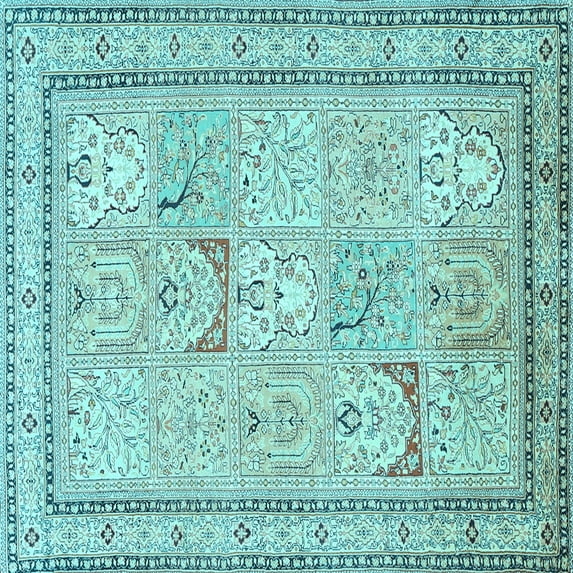 Ahgly Company Indoor Square Persian Light Blue Traditional Area Rugs, 5' Square