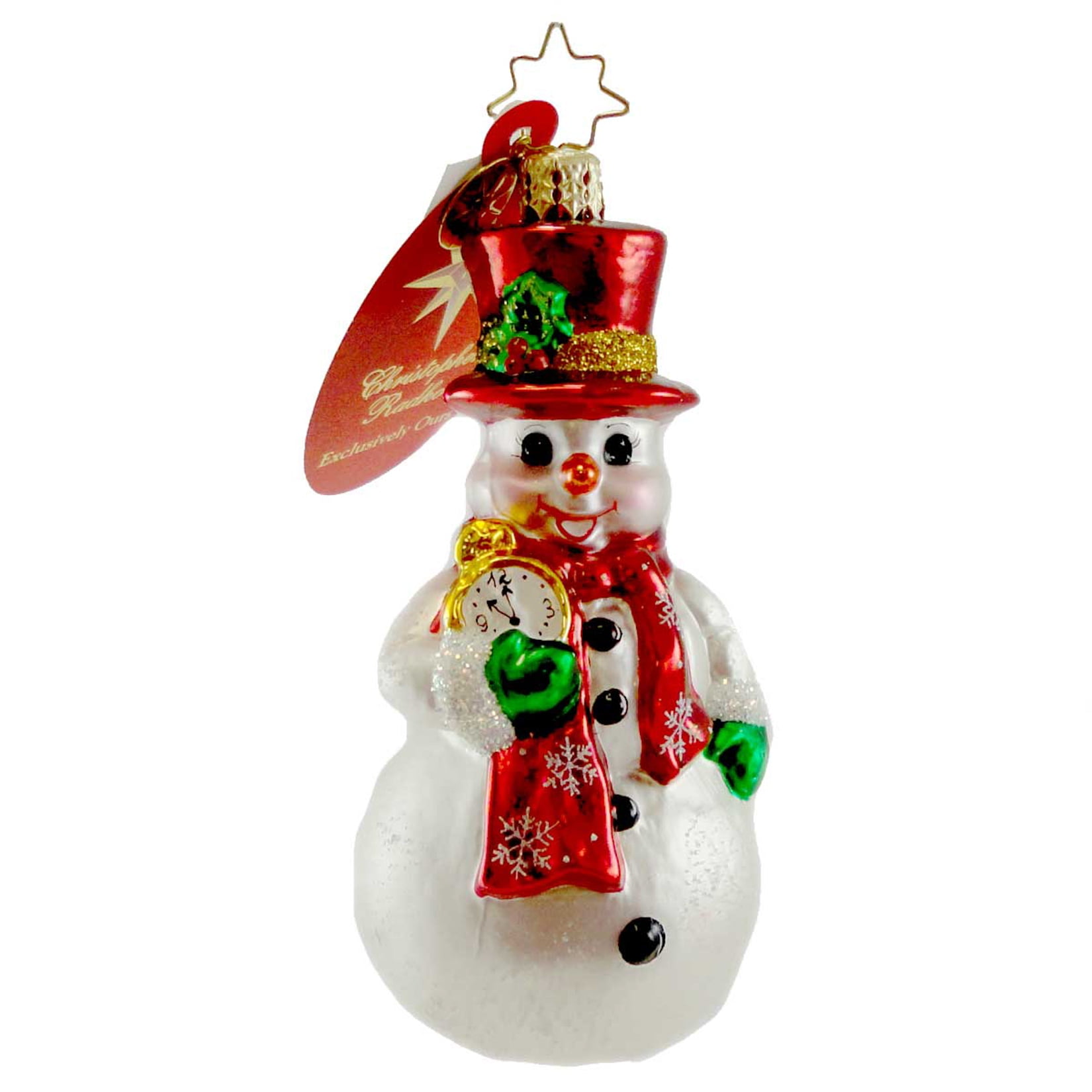 Christopher Radko MACY'S SNOWMAN Blown Glass Ornament Clock Walmart
