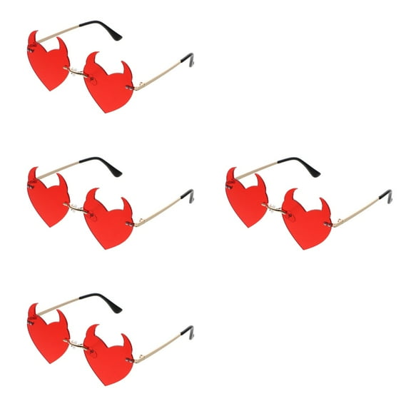 Set of 4 Devil Horns Heart Shaped Sunglasses Travel Nightclub