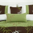 thumbnail image 6 of Chezmoi Collection Bengal 7-Piece Bamboo Embroidered Comforter Set King Size - Sage Green Brown Ivory Bamboo Grass Microfiber Comforter Bedding, 6 of 9