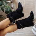 thumbnail image 5 of OKBOP Women's Heeled Boots Buckle Strap Zip-Up Block Heel Round Toe, 5 of 5