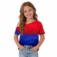 thumbnail image 5 of YUANxueke 4th of July Outfit Tops for Girls Short Sleeve Off the Shoulder Printed T-Shirt Summer Fashion USA Shirt for 5-14 Years, 5 of 8