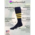thumbnail image 2 of Dugout 3 Stripe Baseball Socks (Navy/Gold/White, Small), 2 of 2