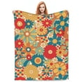 thumbnail image 5 of LNWH Vintage Abstract Floral Pattern Throw Blanket, Flannel Sofa Blankets for All Seasons, 80"x60", 5 of 8