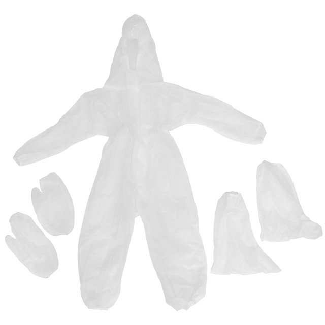 EeaseMX Ropa de protección desechable, tela no tejida, transpirable, disfraz de una pieza para niños, para uso en interiores y exteriores, talla S (blanco, con guantes y cubrezapatos).