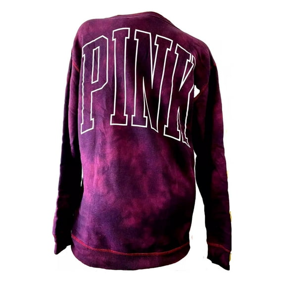 Victoria's Secret Pink Mesh V-neck Pullover Sweatshirt Burgundy Tie Dye Size Small NWT