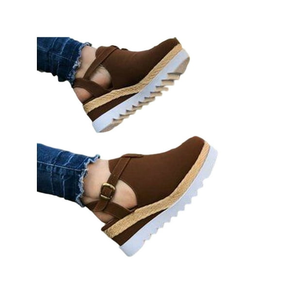 closed toe wedge ankle strap