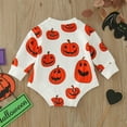 thumbnail image 7 of Otqutp Round Neck Pullovers for Toddler Baby Halloween Pumpkin Outfits Boys Girls Oversized Sweatshirt Romper Cute Clothes(White,12-18 Months), 7 of 7