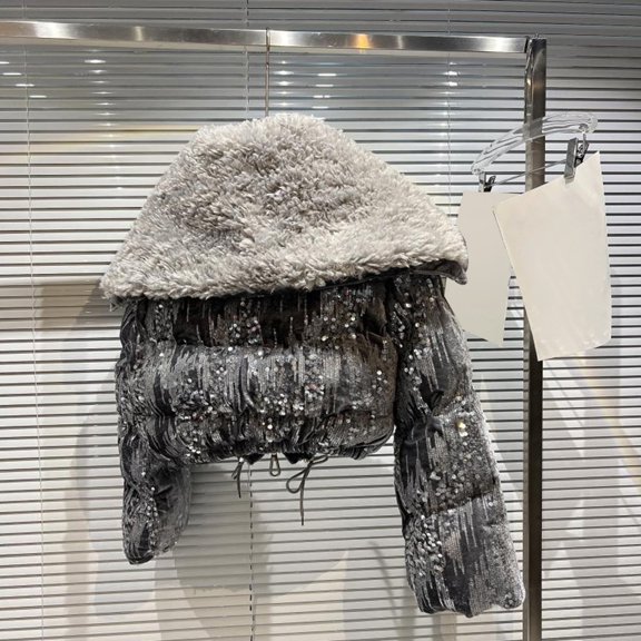 XIMIN Kid Girls Sequins Quilted Jackets Zip Up Short Coats Puffer Jackets Zip Up Lightweight Warm Outerwear with Fuzzy Collar Pockets Winter Warm Clothes