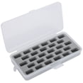 thumbnail image 3 of Caja de 28 carretes vacíos, cubierta de plástico para guardar hilos, organizador de bobinas para máquina de coser, 3 of 14