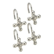 Colonial Hot and Cold Faucet Metal Shower Hooks, 12-Pack, Nickel