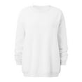 thumbnail image 3 of qolati Womens Oversized Sweatshirts Hoodies Fleece Crew Neck Pullover Sweaters Casual Comfy Basic Tops Fall Fashion Outfits Clothes 2024 White L, 3 of 4