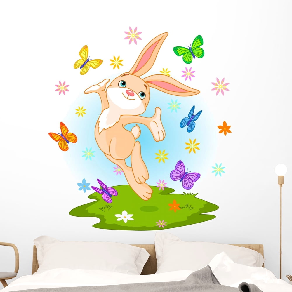 Spring Bunny Wall Decal by Wallmonkeys Peel and Stick Graphic (48 in H ...