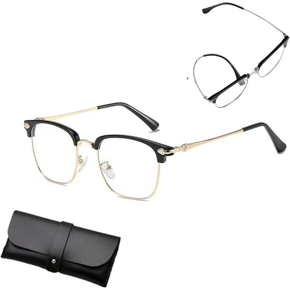 Auto Focus Glasses Self Adjusting, Blue Ease Optics Glasses, Smart Auto Focus Anti Blue Reading Glasses Half Frame Anti Blue Light Reading Glasses for Men Women Metal Frame