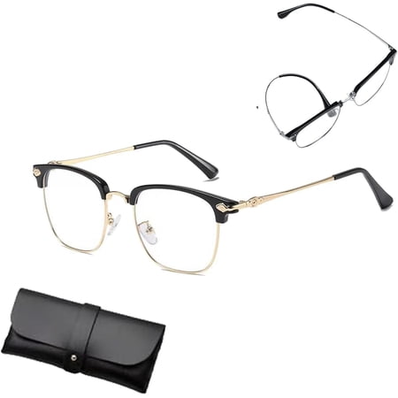 Auto Focus Glasses Self Adjusting, Blue Ease Optics Glasses, Smart Auto Focus Anti Blue Reading Glasses Half Frame Anti Blue Light Reading Glasses for Men Women Metal Frame
