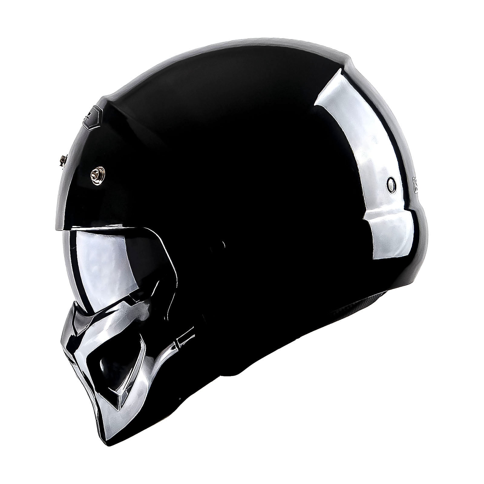 1Storm Motorcycle Full Face Helmet Open Face Helmet with Smoked Shield (Detachable Visor & Face Mask): HKY881S-E Glossy Black